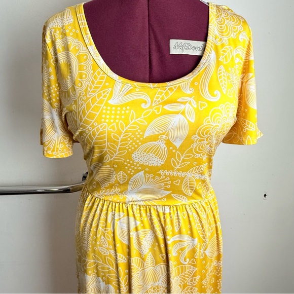 LuLaRoe Yellow White Sundress Midi Casual - Picture 3 of 9